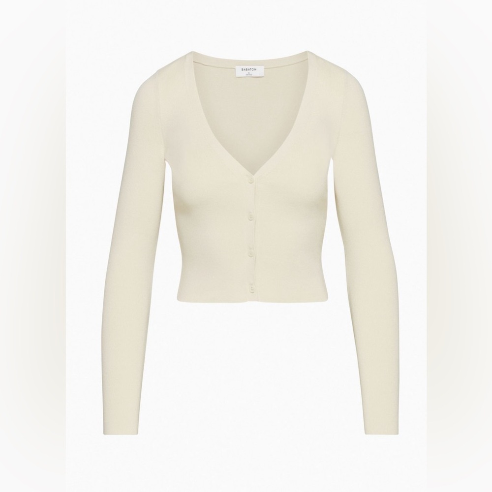 Aritzia Babaton cream Knit button cardigan Top